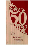 Glückwunschkarte Holz Goldene Hochzeit