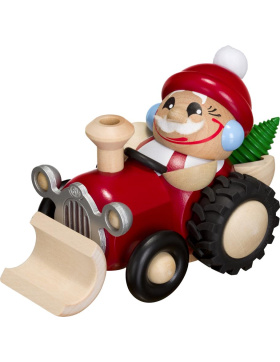 Kugelräuchermännchen Nikolaus im Traktor