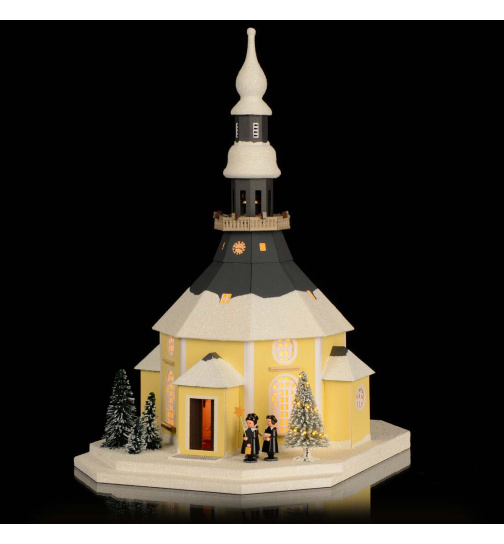 Lichterhaus Seiffener Kirche mit Kurrende und Weihnachtsbaum