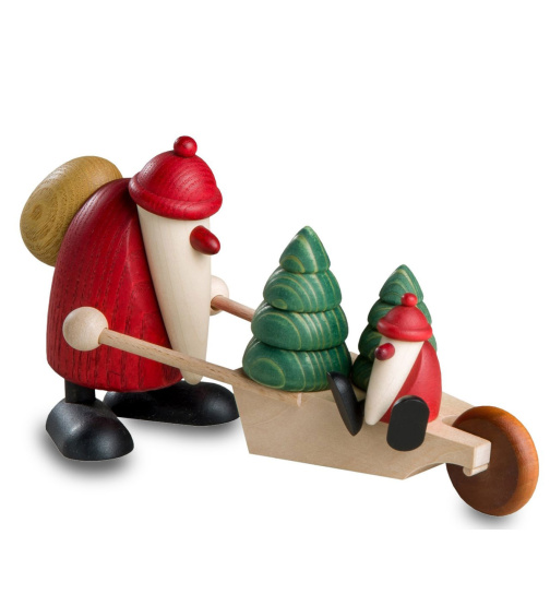 Weihnachtsmann mit Kind & Bäume auf Schubkarre - Exklusiv Edition