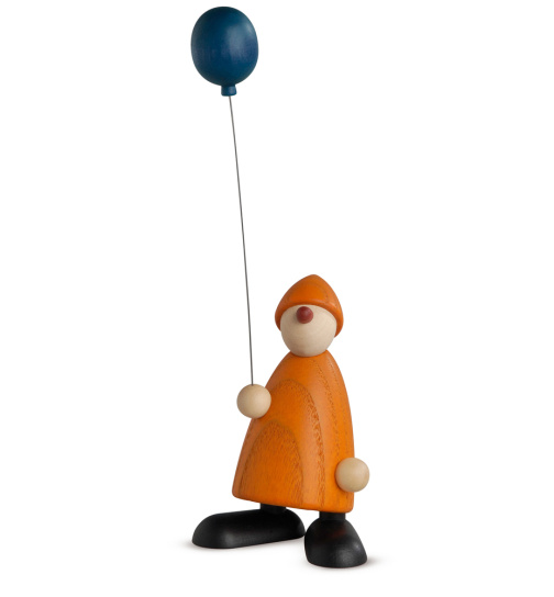 Gratulant Linus mit blauem Luftballon gelb