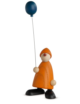 Gratulant Linus mit blauem Luftballon gelb