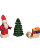 Miniaturengruppe Weihnachtsmann mit Schlitten