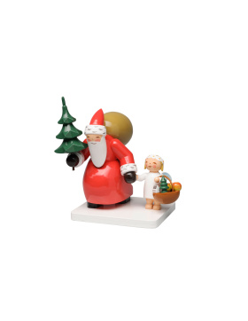 Weihnachtsmann mit Baum und Engel