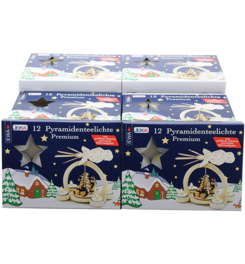 24 Packungen EWA Pyramiden-Teelichte Premium weiß 12er Pack für Teelichtpyramiden