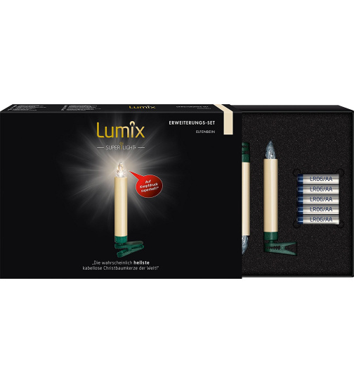 Lumix Superlight LED-Christbaumkerzen 5er Erweiterungs-Set, elfenbein