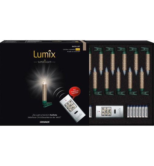 Lumix Superlight Crystal mini LED-Christbaumkerzen 14er Basis-Set, cashmere