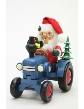 Räuchermännchen Weihnachtsmann auf Traktor