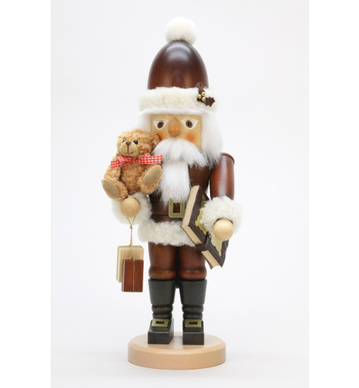 Nussknacker Weihnachtsmann mit Teddy, natur
