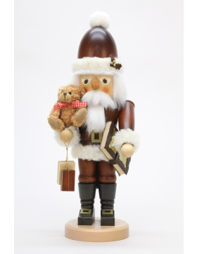 Nussknacker Weihnachtsmann mit Teddy, natur