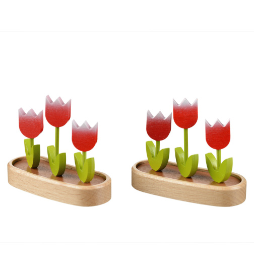 Tulpen 2er Set, natur/rot