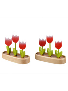 Tulpen 2er Set, natur/rot