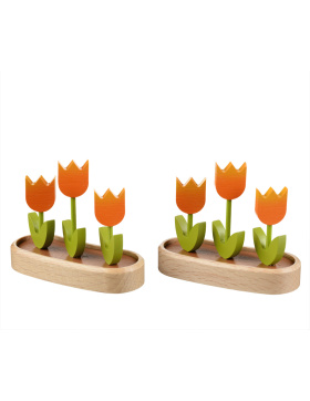 Tulpen 2er Set, natur/orange