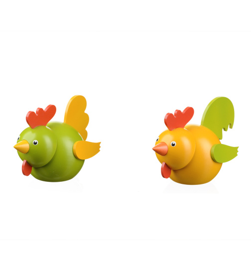 Huhn und Hahn groß, gelb/grün