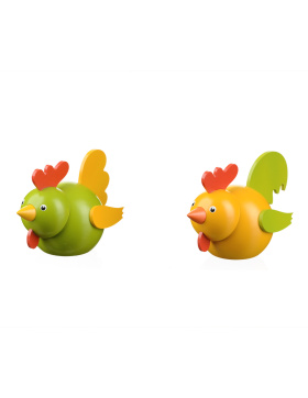 Huhn und Hahn groß, gelb/grün