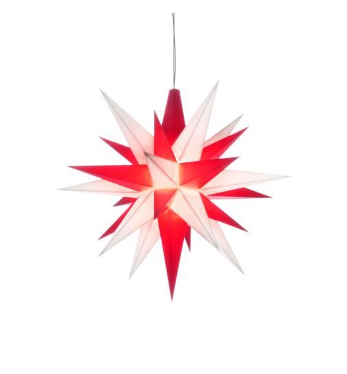 Herrnhuter Stern ® Plastik A1e, 13 cm, weiß-rot, inkl. LED
