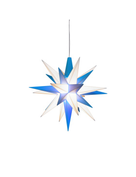Herrnhuter Stern A1e, 13 cm, weiß-blau LED mit Batteriehalter