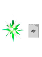 Herrnhuter Stern A1e, 13 cm, weiß-grün LED mit Batteriehalter