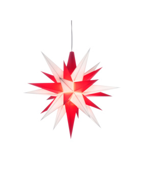 Herrnhuter Stern A1e, 13 cm, weiß-rot mit Netzgerät für 1-4 Sterne