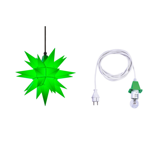 Herrnhuter Stern Plastik a4 (40 cm), grün mit Kabel weiß für innen 5 m