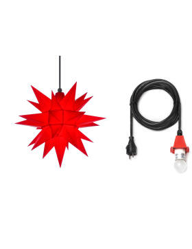Herrnhuter Stern Plastik a4 (40 cm), rot mit Kabel 5 m LED