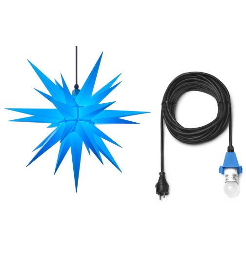 Herrnhuter Stern Plastik a7 (68 cm), blau mit Kabel 10 m