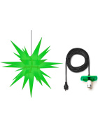 Herrnhuter Stern ® Plastik a13 (130 cm) für außen grün mit 10m-Kabel