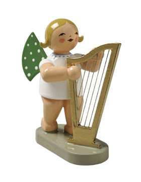 Engel mit Harfe groß blondes Haar
