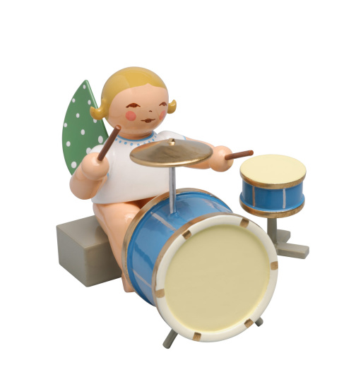 Engel mit zweiteiligem Schlagzeug blondes Haar