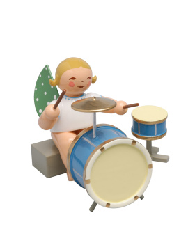 Engel mit zweiteiligem Schlagzeug braunes Haar