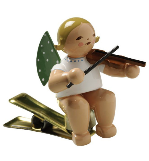 Engel mit Geige auf Klemme blondes Haar