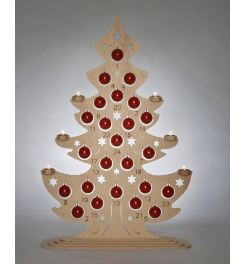 Weihnachtskalender XL Baum mit Teelichten