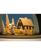 LED-Lichterspitze Waldweihnacht mit geschnitzten Figuren