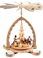 Teelichtpyramide Winterwald mit Weihnachtsmann, natur