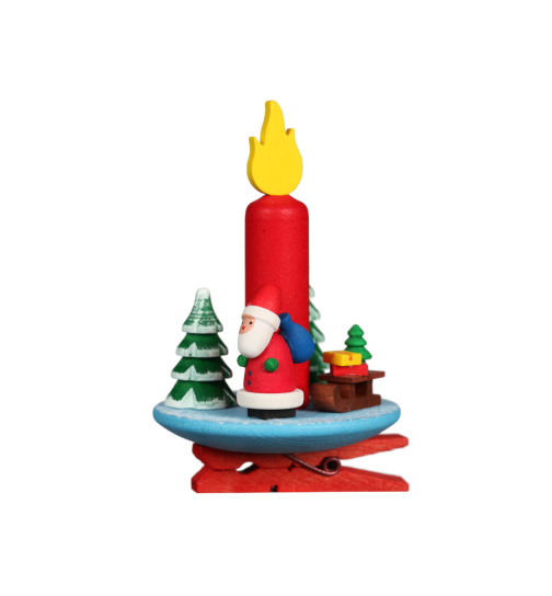 Baumschmuck Kerze mit Weihnachsmann auf Klammer*