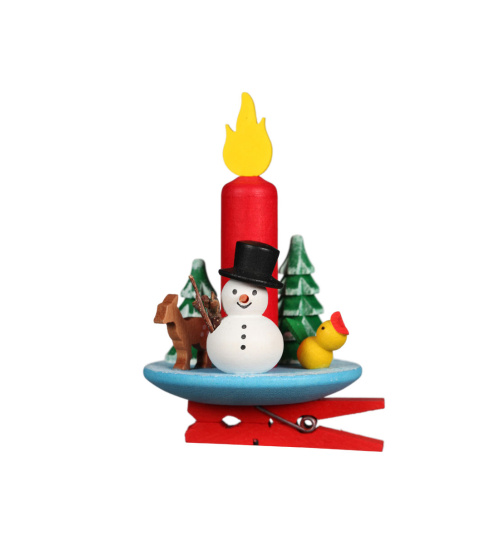 Baumschmuck Kerze mit Schneemann auf Klammer*