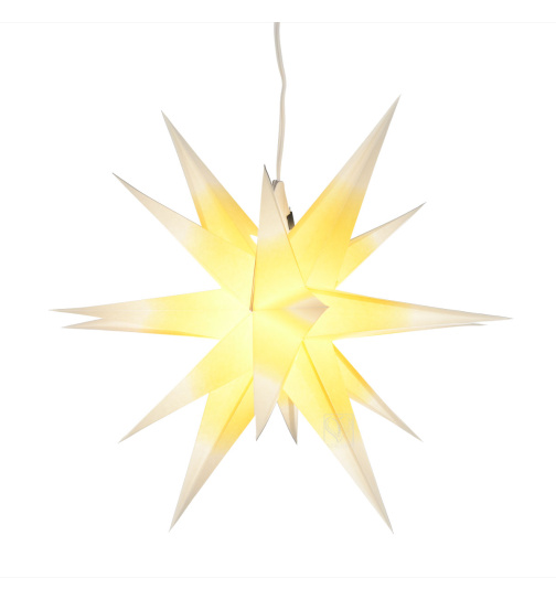 Annaberger Faltstern No. 3 weiß mit gelbem Kern, mit Beleuchtung (12V)
