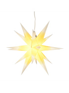 Annaberger Faltstern No. 3 weiß mit gelbem Kern, mit Beleuchtung (12V)