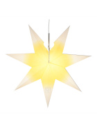 Erzgebirgischer Fensterstern No. 14 weiß mit gelbem Kern, mit Beleuchtung (Glühlampe)