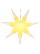 Erzgebirgischer Fensterstern No. 15 weiß mit gelbem Kern, mit Beleuchtung (Glühlampe)
