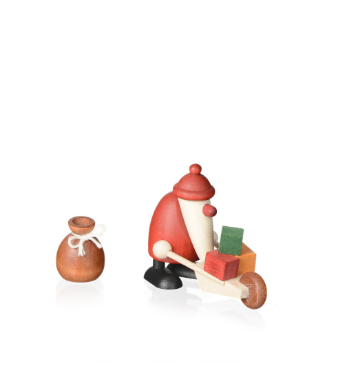 Weihnachtsmann mit Schubkarre und Sack, mini