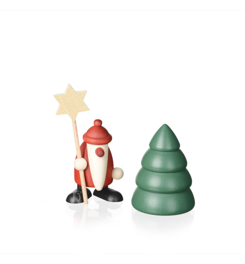 Weihnachtsmann mit Stern und Baum, mini