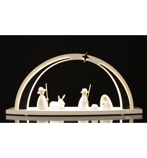 moderner Schwibbogen LED-beleuchtet WITHE LINE, Christi Geburt