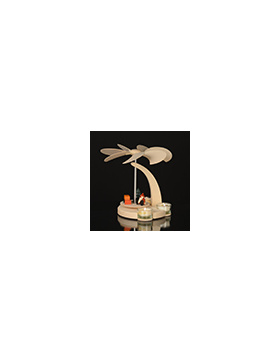 Teelichtpyramide klein mit Köhler Mini Weihnachtsmann sitzend mit Geschenke