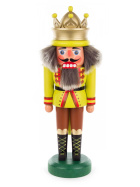 Nussknacker König mit Krone klein, gelb-grün matt