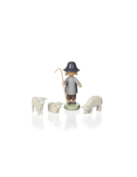 Hirte und drei Schafe