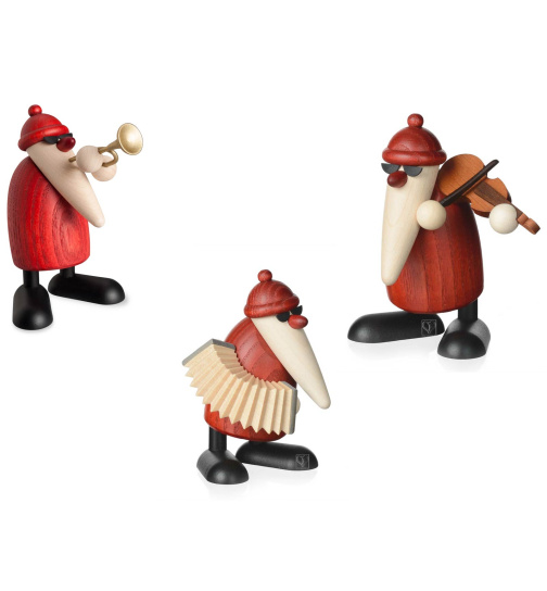 Weihnachtsmann mit Trompete, Geige und Akkordeon - SET 2019