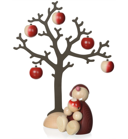 Set WICHT mit Apfel sitzend rot und Baum mit 5 Äpfeln groß
