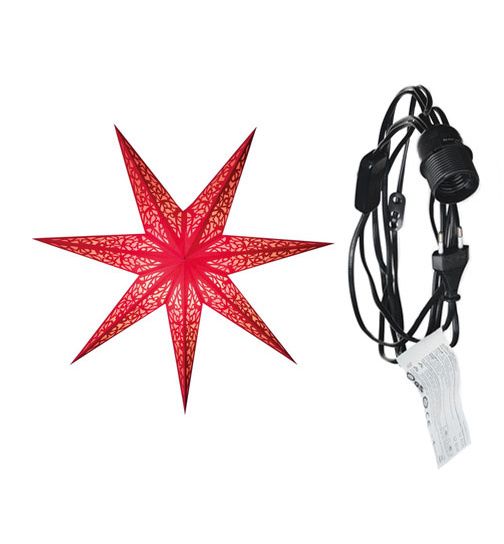 Stern mit Kabel schwarz, 4 m