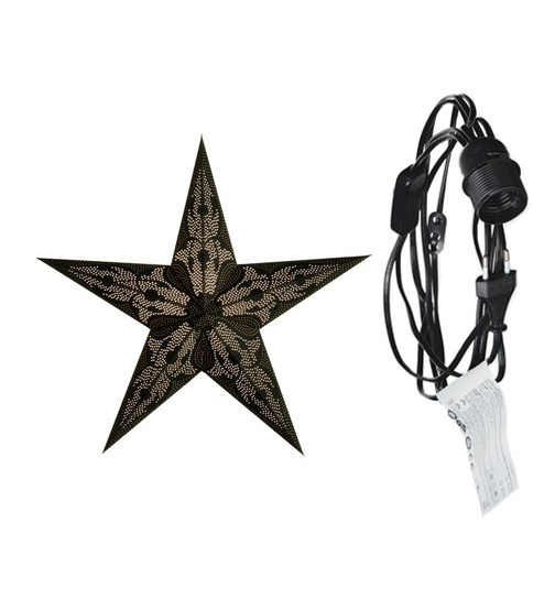 Stern mit Beleuchtungskabel schwarz 4 m